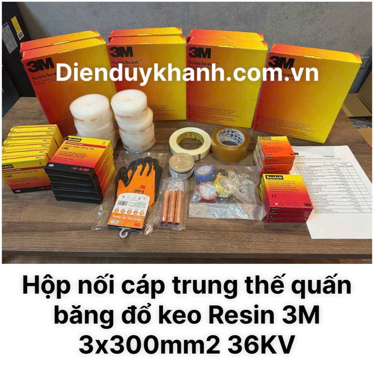 Hộp Nối Cáp Trung Thế Quấn Băng Đổ Resin 36KV 3Cx300_ VN-6B 94-A 300-Cu/3